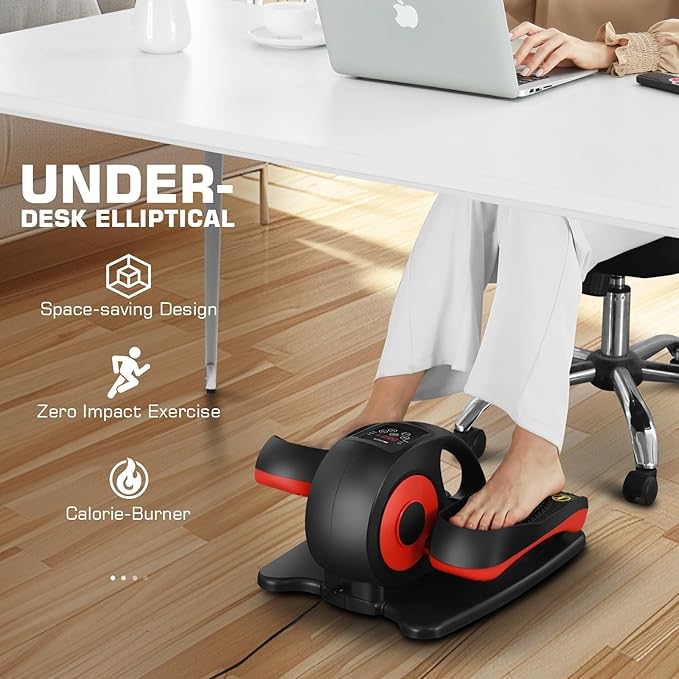 ANCHEER Under Desk Elliptical Machine, Electric Seated Pedal Exerciser, Mini Elliptical Machines for Seniors, LCD Display Monitor, Remote Control, Leg Exerciser for Home