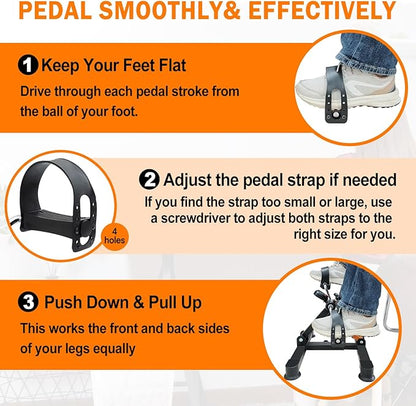 Under Desk Exercise Bike, Pedal Exerciser With Adjustable Heights, Foldable Cycle Bike for Office, Portable Peddler Exerciser for Seniors with Display, Fitness Exerciser for Arm & Leg Workout