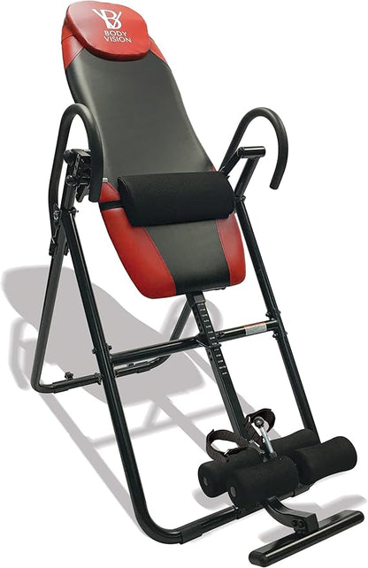 Body Vision IT9825 Premium Inversion Table with Removable Head Pillow & Lumbar Support Pad, - Heavy Duty - up to 250 lbs., Red