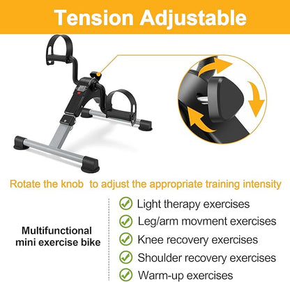 Folding Exercise Bike Pedal Exerciser Portable Desk Bike with LCD Display for Arms and Legs Workout