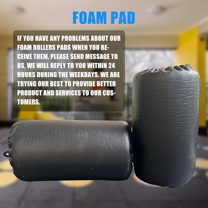 High Density Foam Roller, Replacement Foam Foot Pads for Home Gym Exercise Machines Equipments, Weight Bench Leg Extension Curl Attachment (Leather 7‘’)