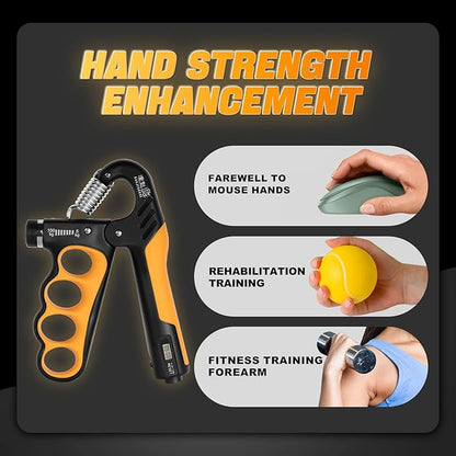 Grip Strength Trainer, Adjustable Resistance 11-220 Ibs Forearm Exerciser, the Five Fingers Grip Strength Trainer with Digital Counter,Hand Grips Strengthener.