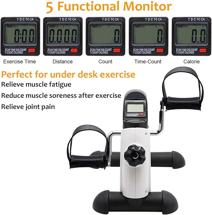 Hausse Portable Exercise Pedal Bike for Legs and Arms, Mini Exercise Peddler with LCD Display