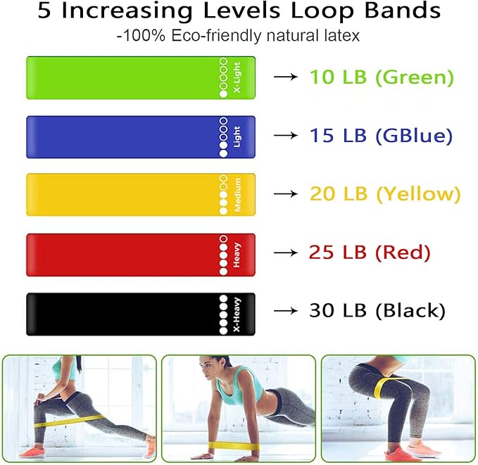 Resistance Band Set-17 Pilates Resistance Training Bands Door Anchor, Jump Rope, Ankle Straps, Stackable Resistance Bands with Handles Carry Bag & Instruction Booklet for Yoga Home Workout