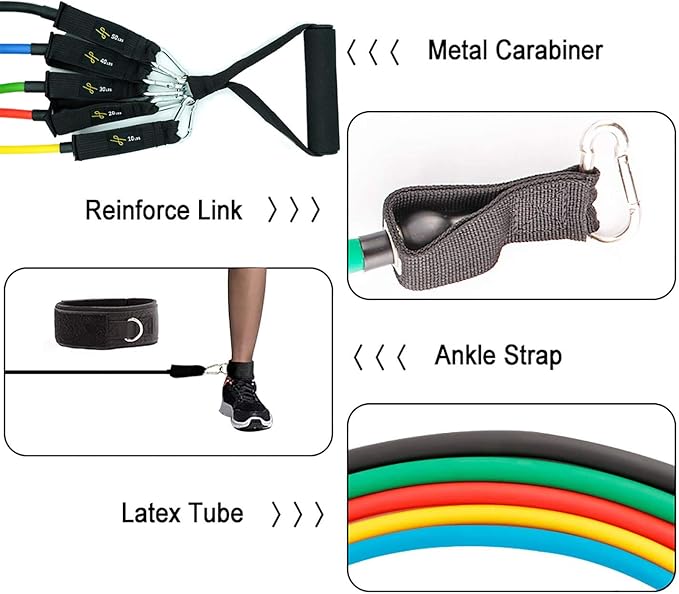 HONOR ATHLETICS Resistance Bands Set, Exercise Bands, Workout Bands, Fitness Bands, Resistance Band with Handles for Men, Weights for Women at Home, Strength Training Equipment for Working Out