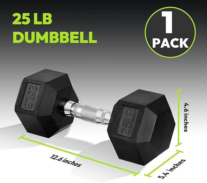 Hex Dumbbell Set, 3-100 lb Rubber Encased Exercise & Fitness Dumbbells, Weights Dumbbells Set of 2, Hand Weight for Strength Training (Single, Pair, Set)