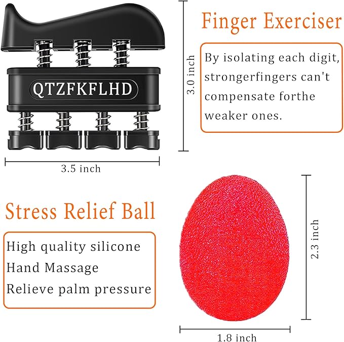 Grip Strength Trainer with Forearm Strengthener, Hand Grip Strengthener, Hand Extension Exerciser, Stress Relief Ball and Hand Grip Strengthener for Muscle Building and Injury Recover(5 PCS)