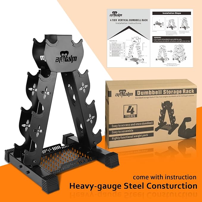 Dumbbells Rack Weight Stand (Rack Only) 13GA Steel 570lbs, 4 4 Tier