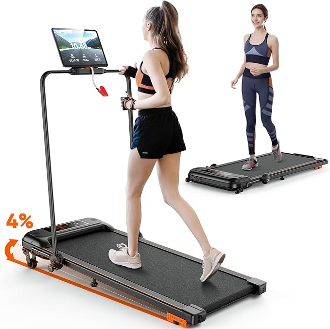 Treadmill with Incline, Walking Pad Treadmill Under Desk, 3-in-1 Folding Treadmill for Home/Office, Installation-Free, Remote Control/App Control