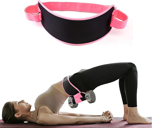 CoreVibe Exercise Hip Thrust Belt, Easy to Use with Kettlebells, Dumbbells or Plates, Adjustable for the Gym, Home or On the Go, Heavy & Light Weight Lifting, Glute Workout Equipment, Unisex