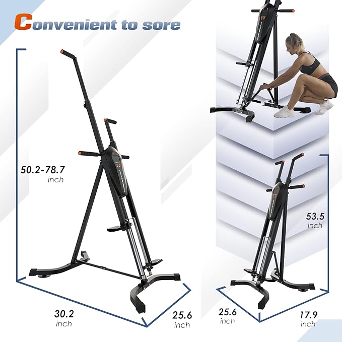 Sportsroyals Vertical Climber, Folded Climbing Cardio Exercise Equipment Full Body Workout for Women Men, Stair Climber with 5 Height Adjustable