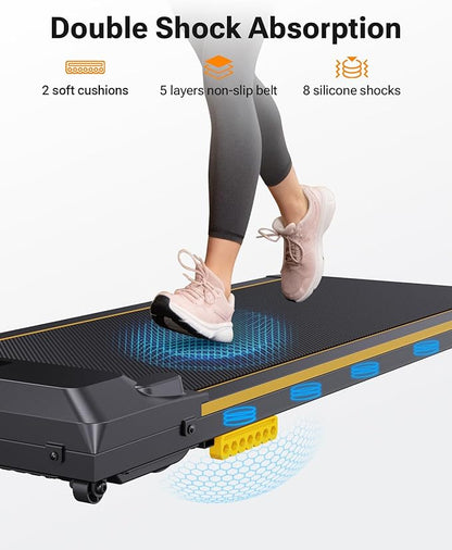 UREVO Walking Pad, Under Desk Treadmill for Home Office, Portable Walking Treadmill with Remote Control, LED Display