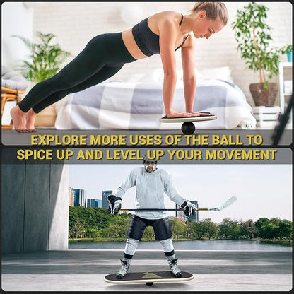 Sportneer Balance Board - 7 Modes Wobble Board with Adjustable Stoppers - Exercise Balancing Stability Trainer for Improve Balance, Surf Trainer & Physical Therapy - Roller and 2.8'' Ball Included