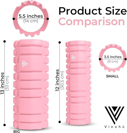 The Vinchu Foam Roller - Deep Tissue Massage Muscle Roller and Stretching Equipment for Sustainable Strength and Myofascial Trigger Point Release (Pink, L)