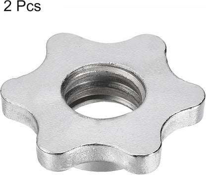 uxcell Dumbbell Hex Nut, 2Pcs M28 Anti-Slip Lock Collar Screw for Barbell Dumbbell Weight Lifting Silver