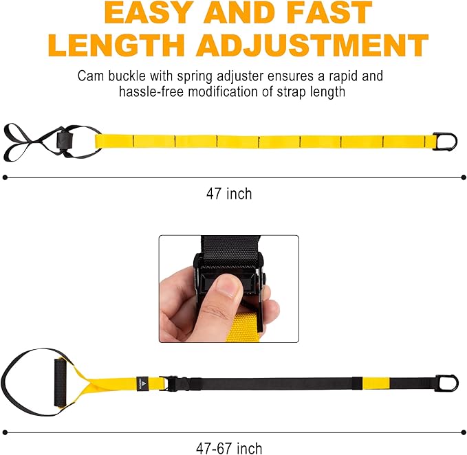 Home Resistance Training Kit, Resistance Trainer Fitness Straps for Full-Body Workout, Bodyweight Resistance Bands with Handles, Door Anchor, Workout Guide for Home Gym (Resistance) (Black, Yellow)