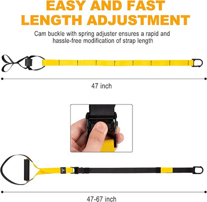 Home Resistance Training Kit, Resistance Trainer Fitness Straps for Full-Body Workout, Bodyweight Resistance Bands with Handles, Door Anchor, Workout Guide for Home Gym (Resistance) (Black, Yellow)