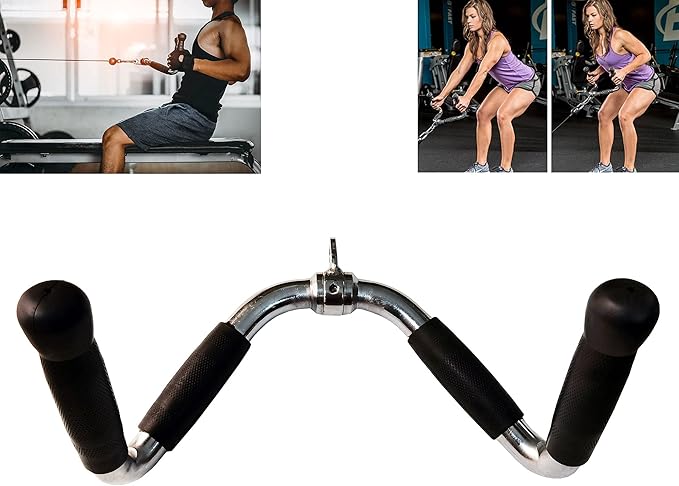 LAT Cable Machine Attachment - Versatile Tricep & Curl Pulldown Bar with Revolving Rubber Handle for Gym Strength Workout, Perfect for Cable Machines and LAT Pull Down Bar Exercises