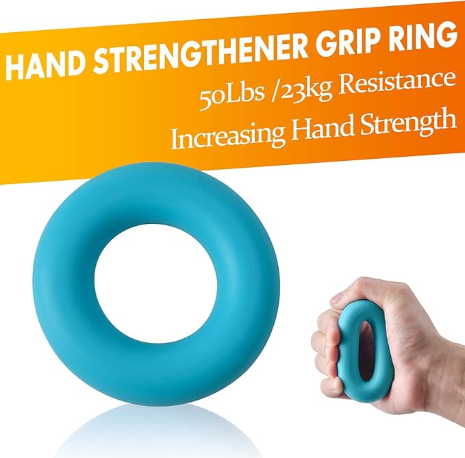 Grip Strength Trainer 7 Pack Adjustable Hand Gripper, Finger Stretcher Resistance Extensor Bands, Finger Exerciser, Grip Strength Ring & Stress Ball, Hand Grip Strengthener, Black