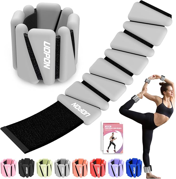 Wrist Ankle Weights for Women Set of 2, Adjustable Silicone Weighted Bangles, Wearable Ultra-durable Strips Weight Bracelet 2 lbs/4 lbs for Yoga, Pilates, Barre, Walking, Arm & Leg Workout