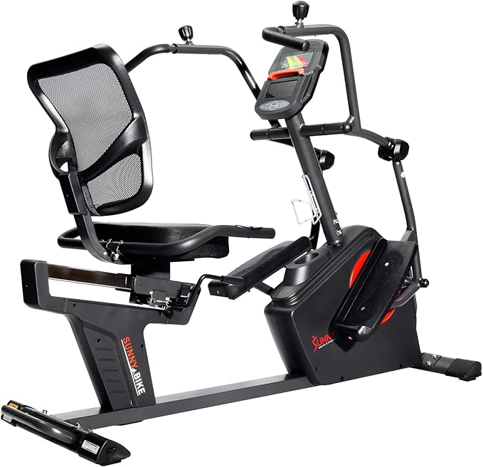 Sunny Health & Fitness Elite Recumbent Cross Trainer & Elliptical Machine with Arm Exercisers, Easy Adjust Seat, with Exclusive SunnyFit® App Enhanced Connectivity