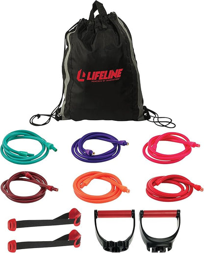 Lifeline Fitness Variable Resistance Trainer Kit - Adjustable Resistance Bands for Working Out - Home Gym Exercise Bands with Door Anchor, Carry Bag, 5ft. Bands and Triple Grip Handles