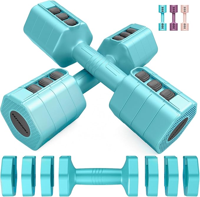 EAST MOUNT Weights Dumbbells Set of 2,Adjustable Dumbells for Women,4 in 1 Free Weights Each 2lb 3lb 4lb 5lb Hand Weights for Home Gym Exercise Training