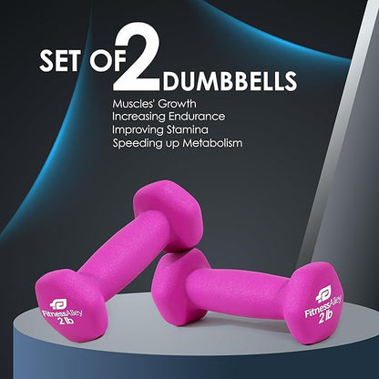 Neoprene Coated Workout Dumbbells set of 2 – Anti Roll, Non Slip with Smooth Grip Fitness & Exercise Dumbbells – Hexagon Shaped Hand Weights for Women & Men – Best Choice for Gyms & home use