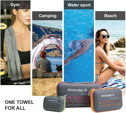 4Monster Camping Towels Super Absorbent, Fast Drying Microfiber Travel Towel, Quick Dry Ultra Soft Compact Gym Towel for Swimming Beach Hiking Yoga Travel Sports Backpack (59.00" x 30.00", Army Green)