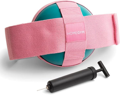 Exercise Thigh Toner with Adjustable 3lb Rubber Workout Ball , Includes Air Pump - Pink