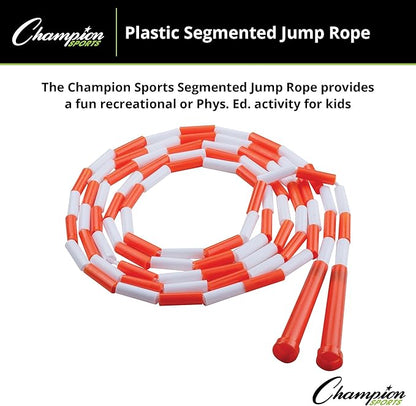 Champion Sports Classic Plastic Segmented Beaded Jump Ropes - Phys. Ed, Gym, Fitness and Recreational Use, In a Variety of Lengths for Kids to Adults