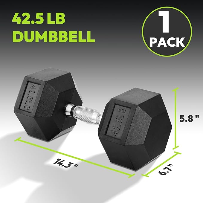 Hex Dumbbell Set, 3-100 lb Rubber Encased Exercise & Fitness Dumbbells, Weights Dumbbells Set of 2, Hand Weight for Strength Training (Single, Pair, Set)