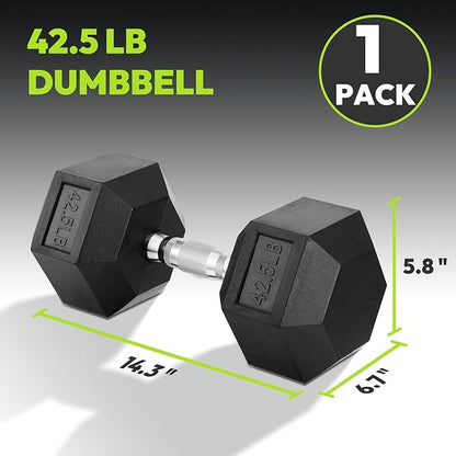 Hex Dumbbell Set, 3-100 lb Rubber Encased Exercise & Fitness Dumbbells, Weights Dumbbells Set of 2, Hand Weight for Strength Training (Single, Pair, Set)