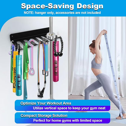 Home Gym Accessories Organization Storage Rack Equipment For Home 8 Hook Wall Hanger Display Gear Barbells Resistance Bands Jump Ropes Lifting Belt Hanger Accessories Hardware Included