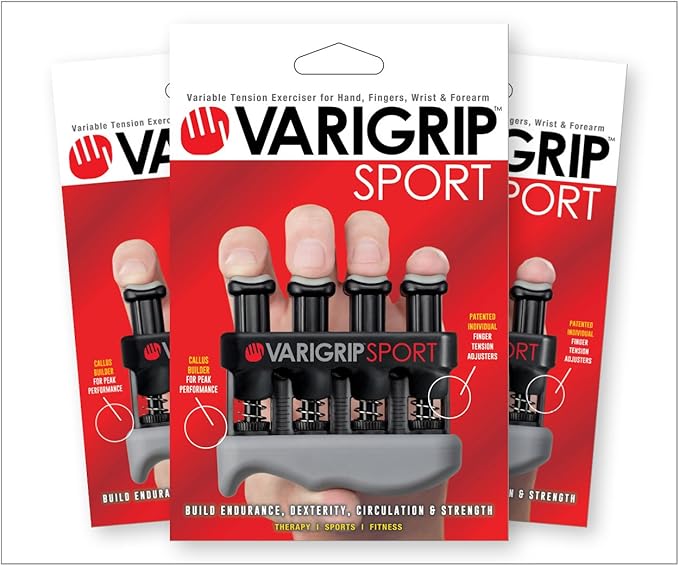 VariGrip Sport (VGSP), Adjustable Resistance, Medium, Heavy Finger, Hand Exerciser, Grip Strengthener, Extra-Wide Base, Padded fingertips, Callus Builder