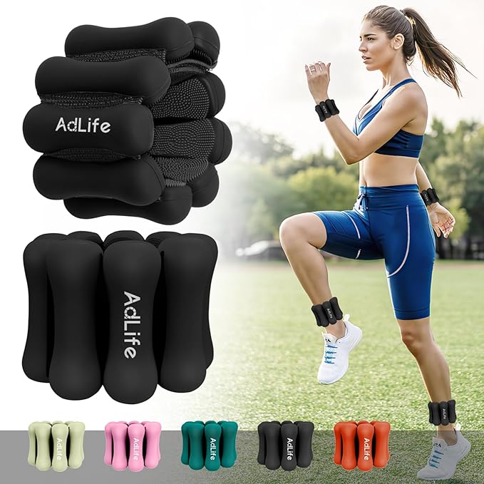 2lbs Adjustable Pilates Wrist Ankle Weights for Women, Wearable Silicone Arm Leg Weights Set of 2(1 lb Each) for Working out, Small Body Workout Equipment for Yoga Barre Walking Travel Home Gym Exercise Training