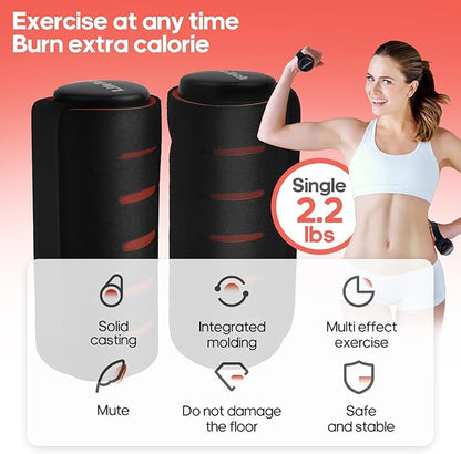 LifeTech Hand Weights for Walking, 2.2 lbs Dumbbells Set of 2 with Anti-Slip Foam Padding, Soft Grip Jogging Handweights for Fitness Training, Cardio Dumbbells 1kg/2.2lbs each