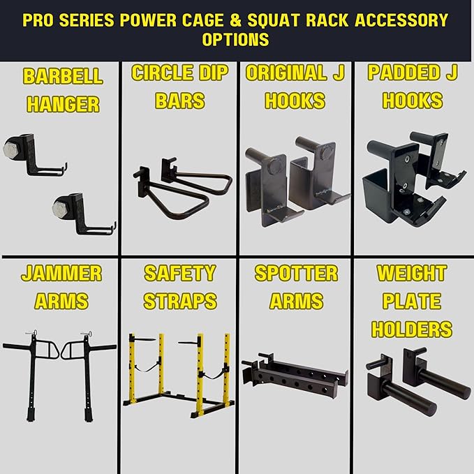 HulkFit 2.3-inch x 2.3-inch Pro Series Power Cage Squat Rack Attachments Accessories for Home Gym Strength Training Exercise Equipment | Bench Press, Squats, and Deadlifts