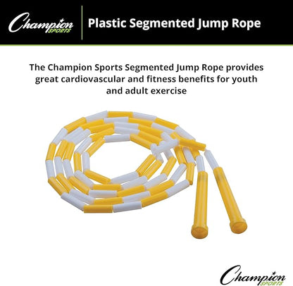 Champion Sports Classic Plastic Segmented Beaded Jump Ropes - Phys. Ed, Gym, Fitness and Recreational Use, In a Variety of Lengths for Kids to Adults