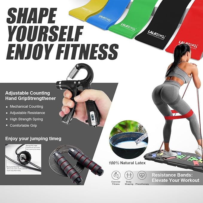 LALAHIGH Portable Exercise Equipment: Complete Home Fitness System with Gym Accessories for Full Body Workout at Home - Suitable for Men and Women