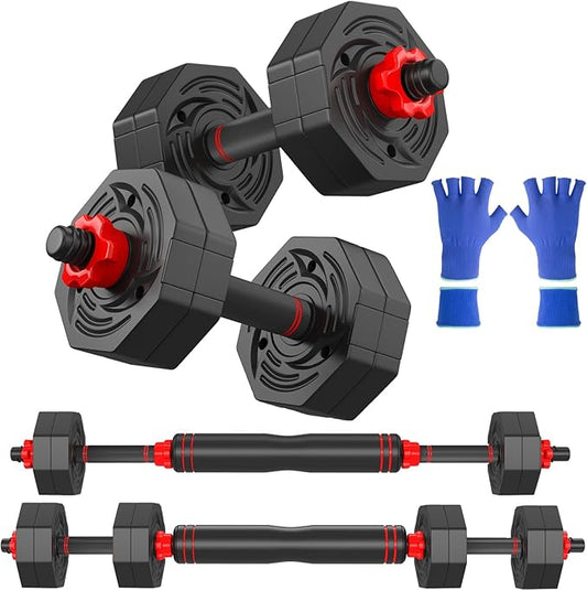 44LB Adjustable Dumbbells Set of 2, Weights Set Adjustable,Dumbbell Weights Sets with Connector for Women Man, Free Weights Barbell Fitness Equipment for Workout Strength Training