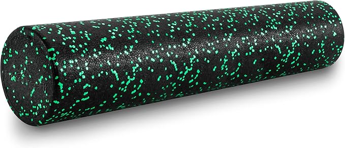 ProsourceFit High Density Foam Rollers 12 - Inches long, Firm Full Body Athletic Massage Tool for Back Stretching, Yoga, Pilates, Post Workout Muscle Recuperation, Black