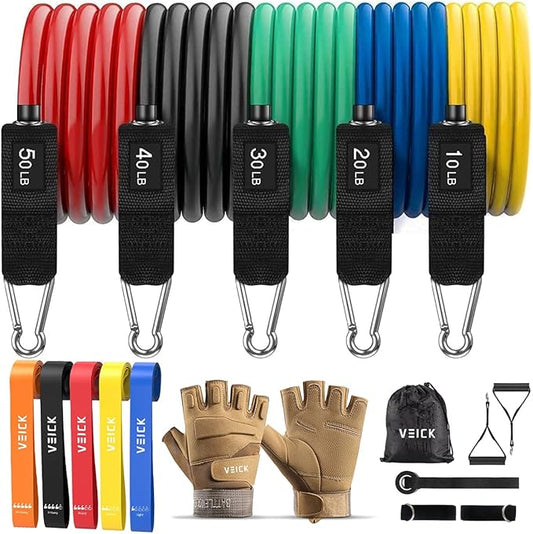 VEICK Resistance Bands, Exercise Bands, Workout Bands, Resistance Bands for Working Out with Handles for Men and Women, Exercising Bands for Fitness Weights Work Out at Home