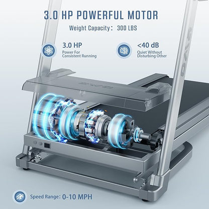 OMA Treadmill with Incline, Treadmills for Home 7200EA with 300 lb Capacity, Portable Treadmill for Home Office, 3HP Compact Treadmill for Walking Running with Wide Belt, LED Display, Pulse Sensors
