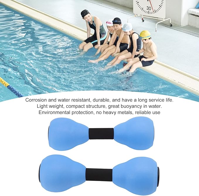 CHICIRIS Aquatic Dumbbells, 2 Pieces EVA Foam Water Dumbbells for Water Aerobics Lightweight Pool Exercise Equipment for Women Men Aqua Fitness Weight Loss (Blue)