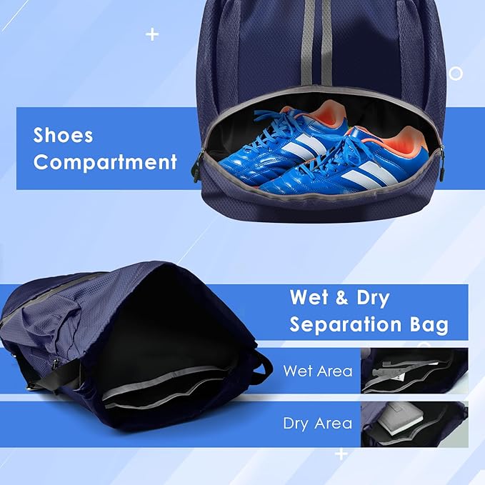 BROTOU Soccer Bags, Football Backpack, Volleyball Bag, Drawstring Soccer Backpack with Ball and Shoe Compartment