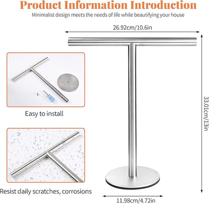 T-Shape Hand Towel Holder Stand, SUS304 Stainless Steel for Bathroom, Kitchen or Vanity Countertop