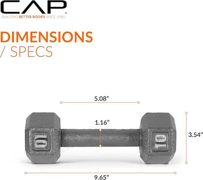 CAP Barbell Cast Iron Hex Dumbbell, Single, 10 lb