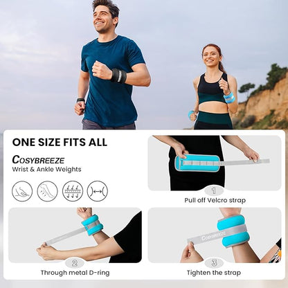 Ankle Weights for Women Men 1 2 3 4 6 8 10 LBS Set Wrist Leg Arm Weights for Kids with Adjustable Strap, Strength Weighted for Walking Running Physical Therapy Jogging Fitness Home Gym Workout