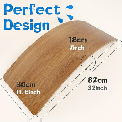 Gentle Monster Wooden Wobble Balance Board, 35 Inch Rocker Board Natural Wood, Kids Toddler Open Ended Learning Toy, Yoga Curvy Board for Office & Classroom Adult